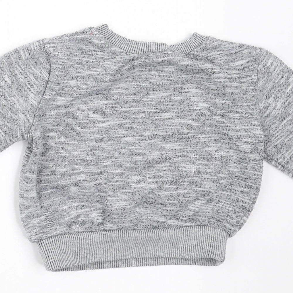 Mini Rebel Baby Grey   Pullover Jumper Size 9-12 Months  - monster face