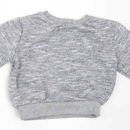 Mini Rebel Baby Grey   Pullover Jumper Size 9-12 Months  - monster face