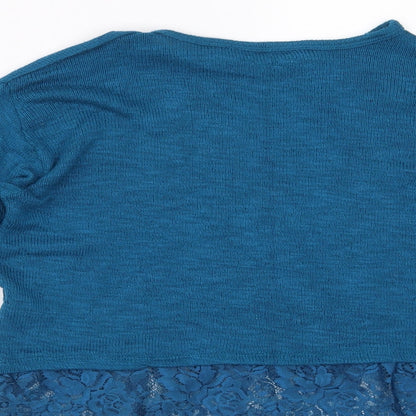 New Look Girls Blue   Pullover Jumper Size 14-15 Years  - lace hem