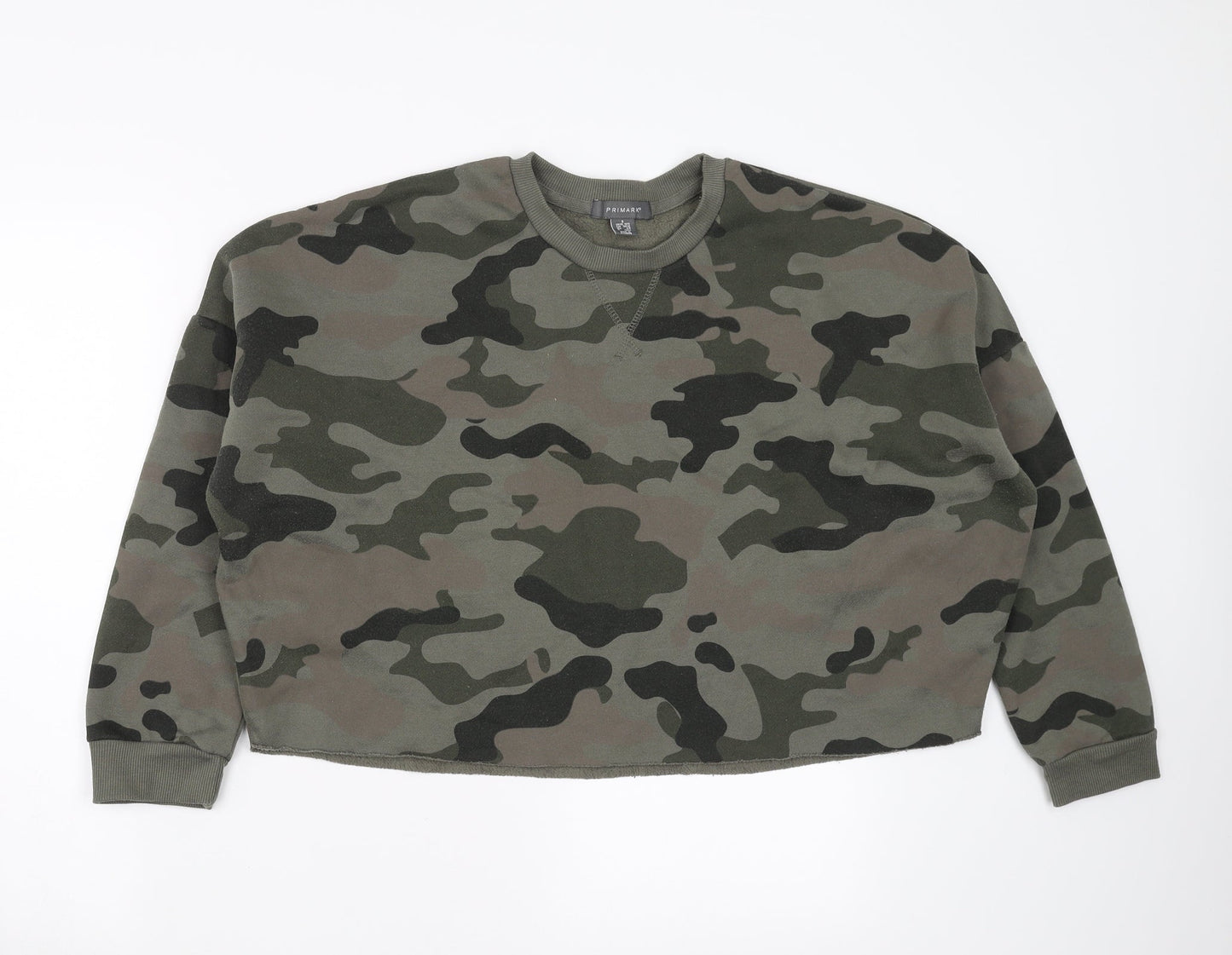 Primark Womens Green Camouflage  Pullover Sweatshirt Size S