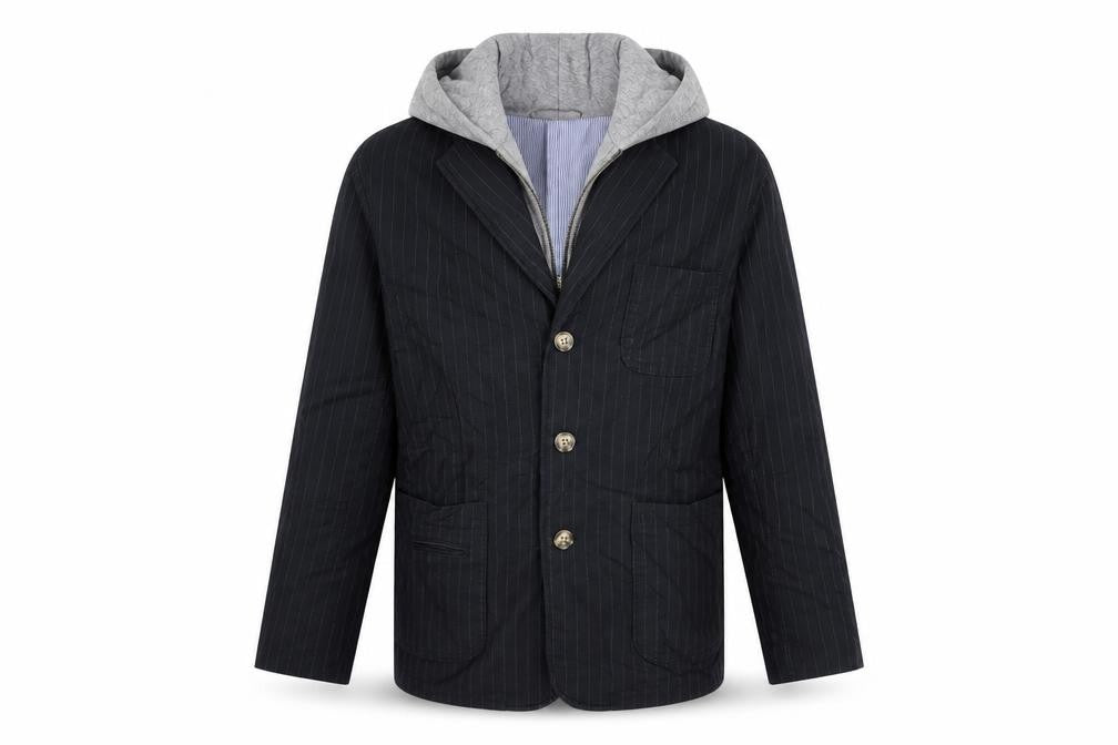 Front view of Gap boys’ blue striped jacket blazer, size L