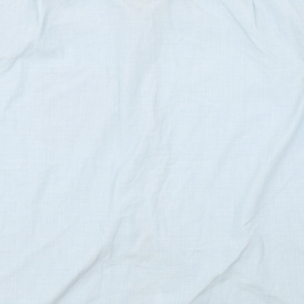 Mens UK Size 16 Marks and Spencer Blue  Button-Up Short Sleeve Casual Shirt