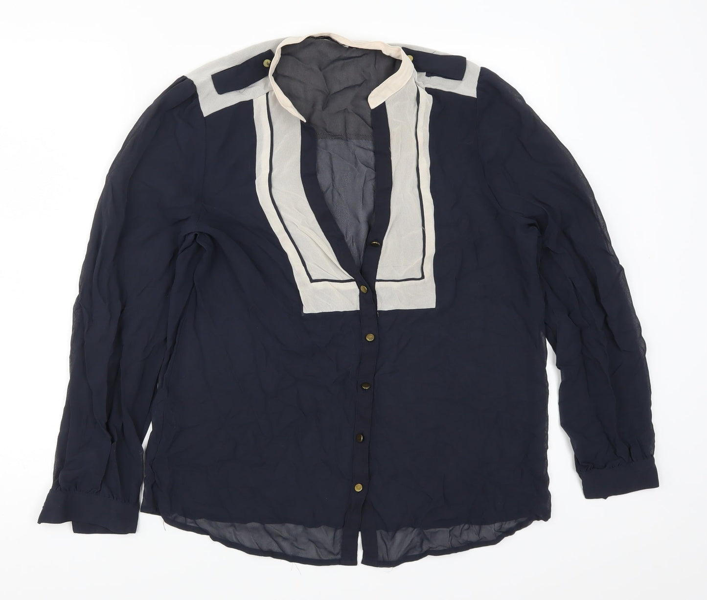 Womens UK Size 14 NEXT Blue Basic Button-Up