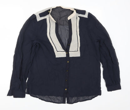Womens UK Size 14 NEXT Blue Basic Button-Up