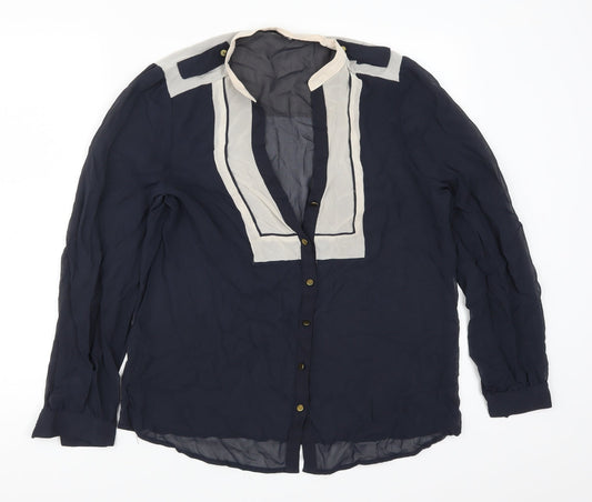 Womens UK Size 14 NEXT Blue Basic Button-Up