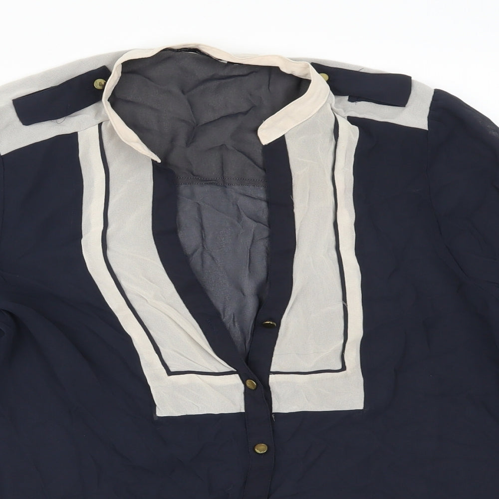Womens UK Size 14 NEXT Blue Basic Button-Up