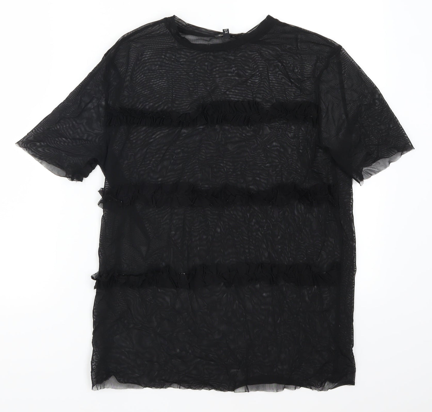 River Island Womens Black  Mesh Basic T-Shirt Size 8