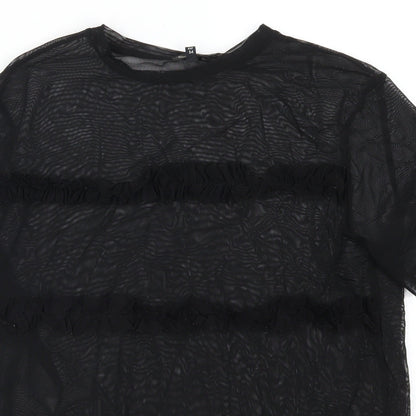 River Island Womens Black  Mesh Basic T-Shirt Size 8