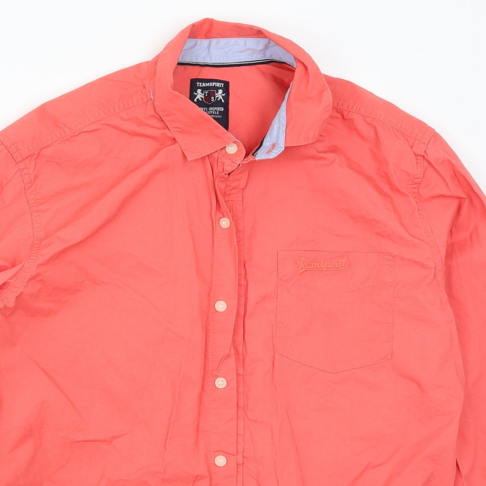 Team Spirit Mens Pink    Button-Up Size L