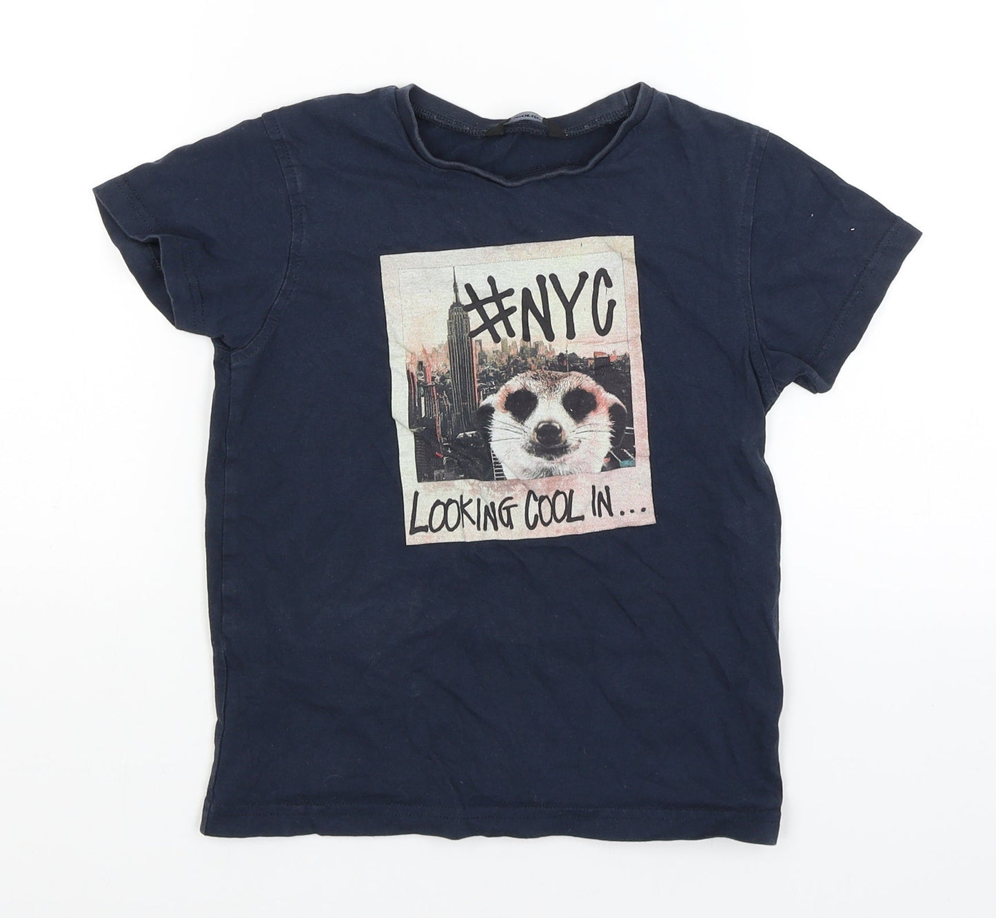 George Girls Blue   Basic T-Shirt Size 6-7 Years  - Meerkat