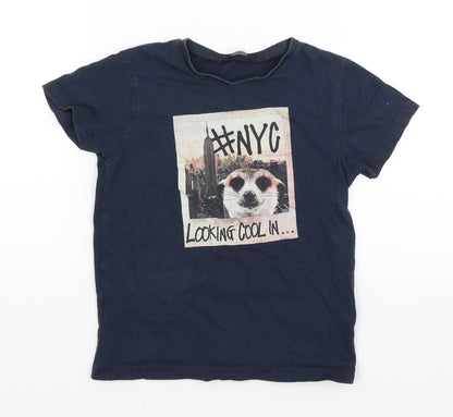George Girls Blue   Basic T-Shirt Size 6-7 Years  - Meerkat
