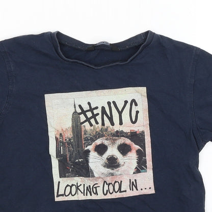 George Girls Blue   Basic T-Shirt Size 6-7 Years  - Meerkat