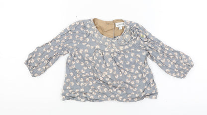 Mini Club Baby Grey Floral  Basic Blouse Size 6-9 Months