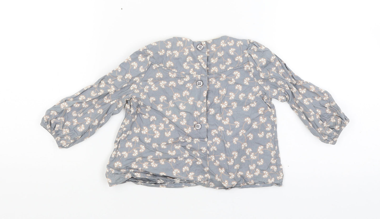 Mini Club Baby Grey Floral  Basic Blouse Size 6-9 Months