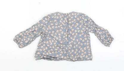 Mini Club Baby Grey Floral  Basic Blouse Size 6-9 Months