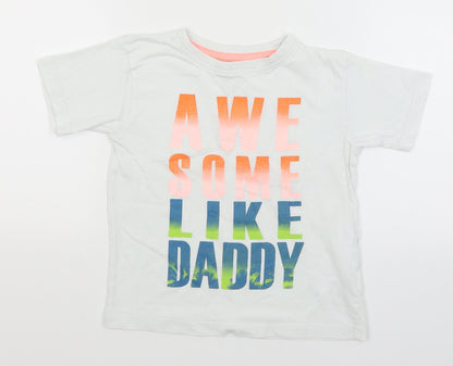 Urban Rascals Boys White   Basic T-Shirt Size 3-4 Years  - Awesome like Daddy