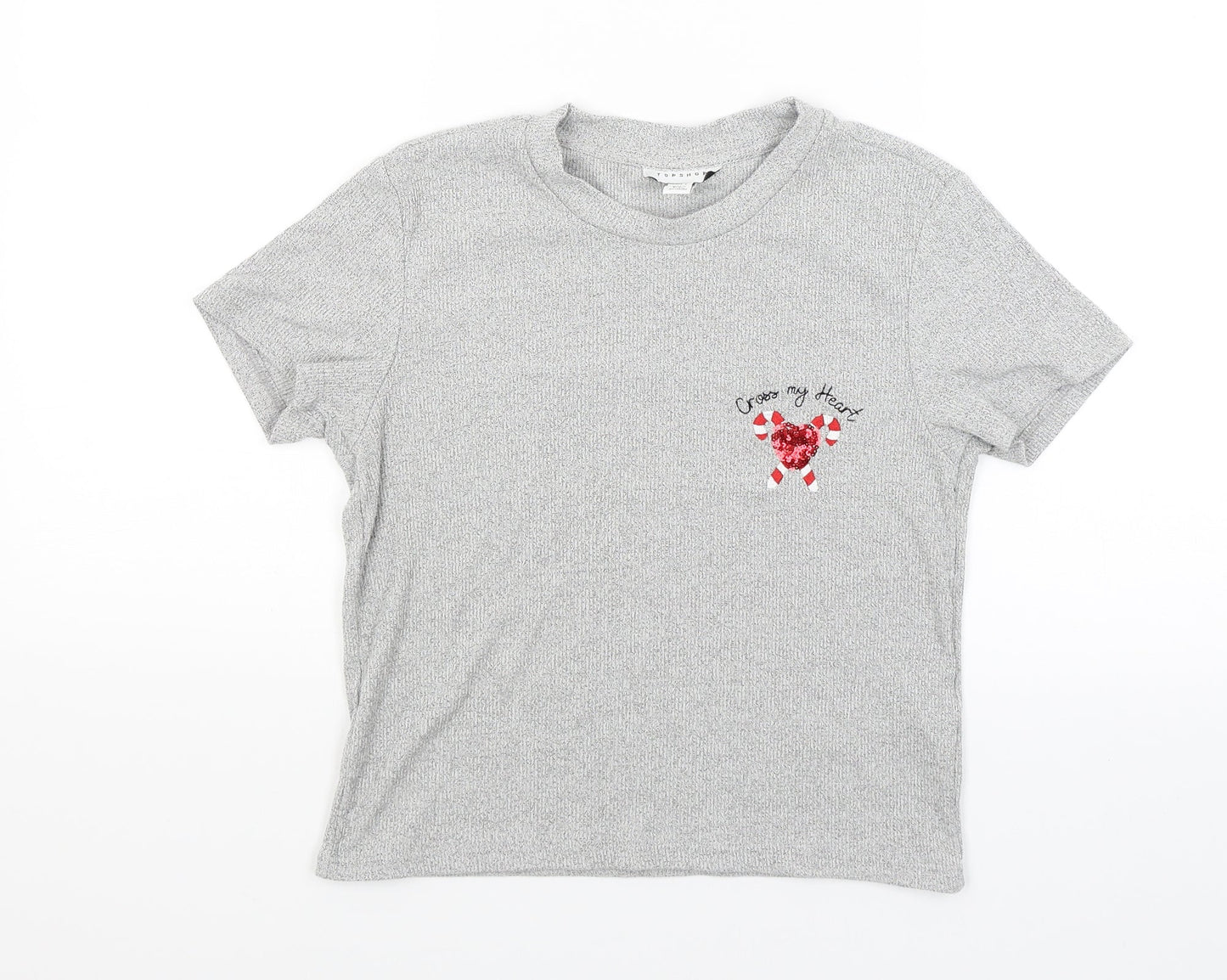 Womens UK Size S Topshop Grey Basic T-Shirt