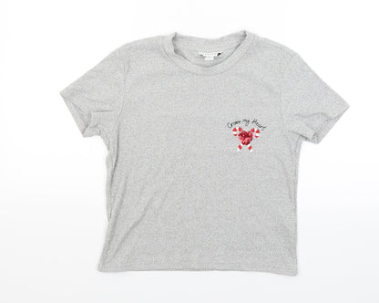 Womens UK Size S Topshop Grey Basic T-Shirt