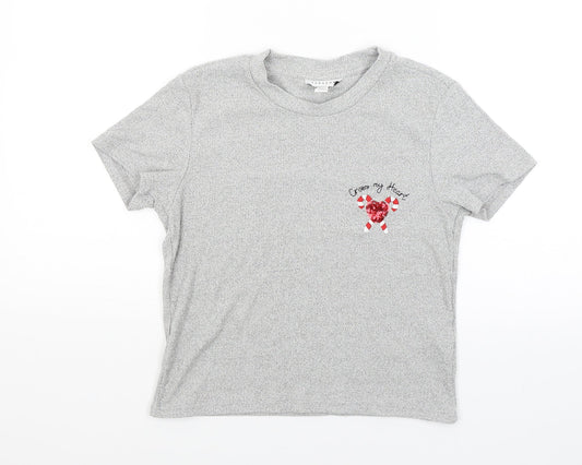 Womens UK Size S Topshop Grey Basic T-Shirt