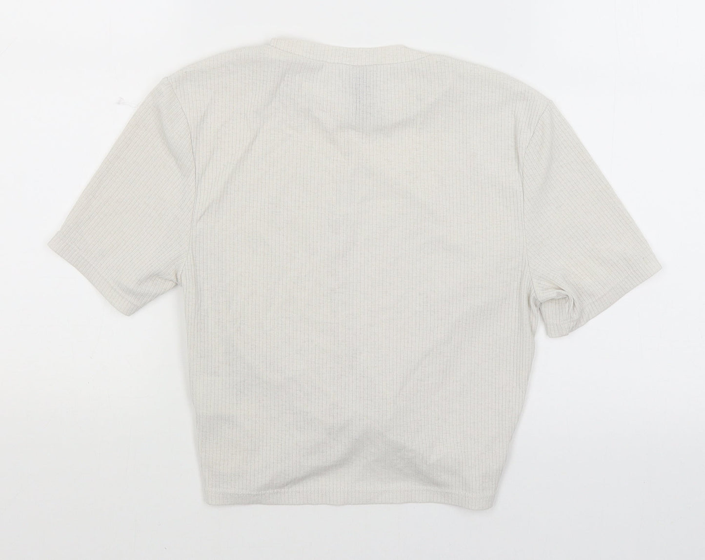 Womens UK Size S Divided Ivory Cropped T-Shirt