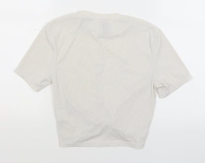 Womens UK Size S Divided Ivory Cropped T-Shirt