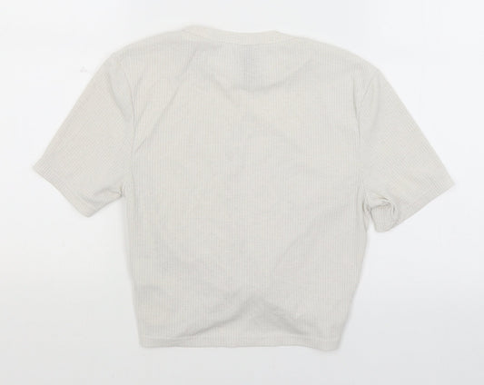 Womens UK Size S Divided Ivory Cropped T-Shirt