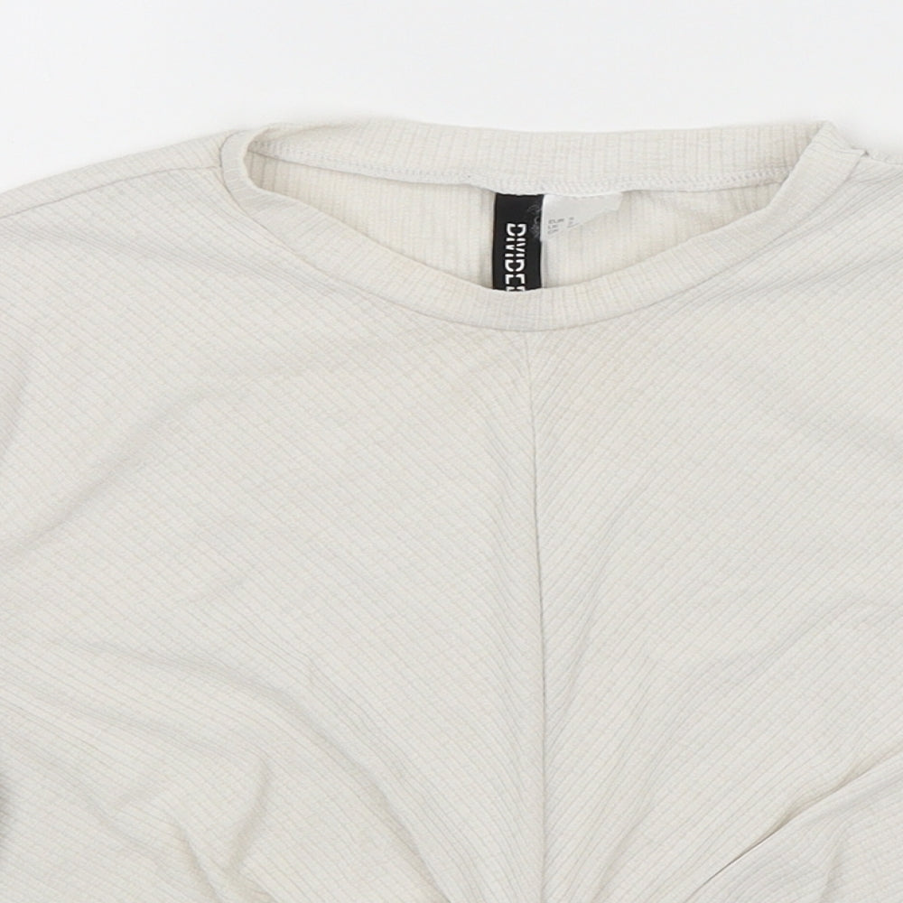 Womens UK Size S Divided Ivory Cropped T-Shirt