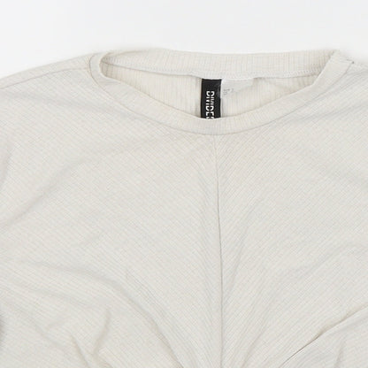 Womens UK Size S Divided Ivory Cropped T-Shirt