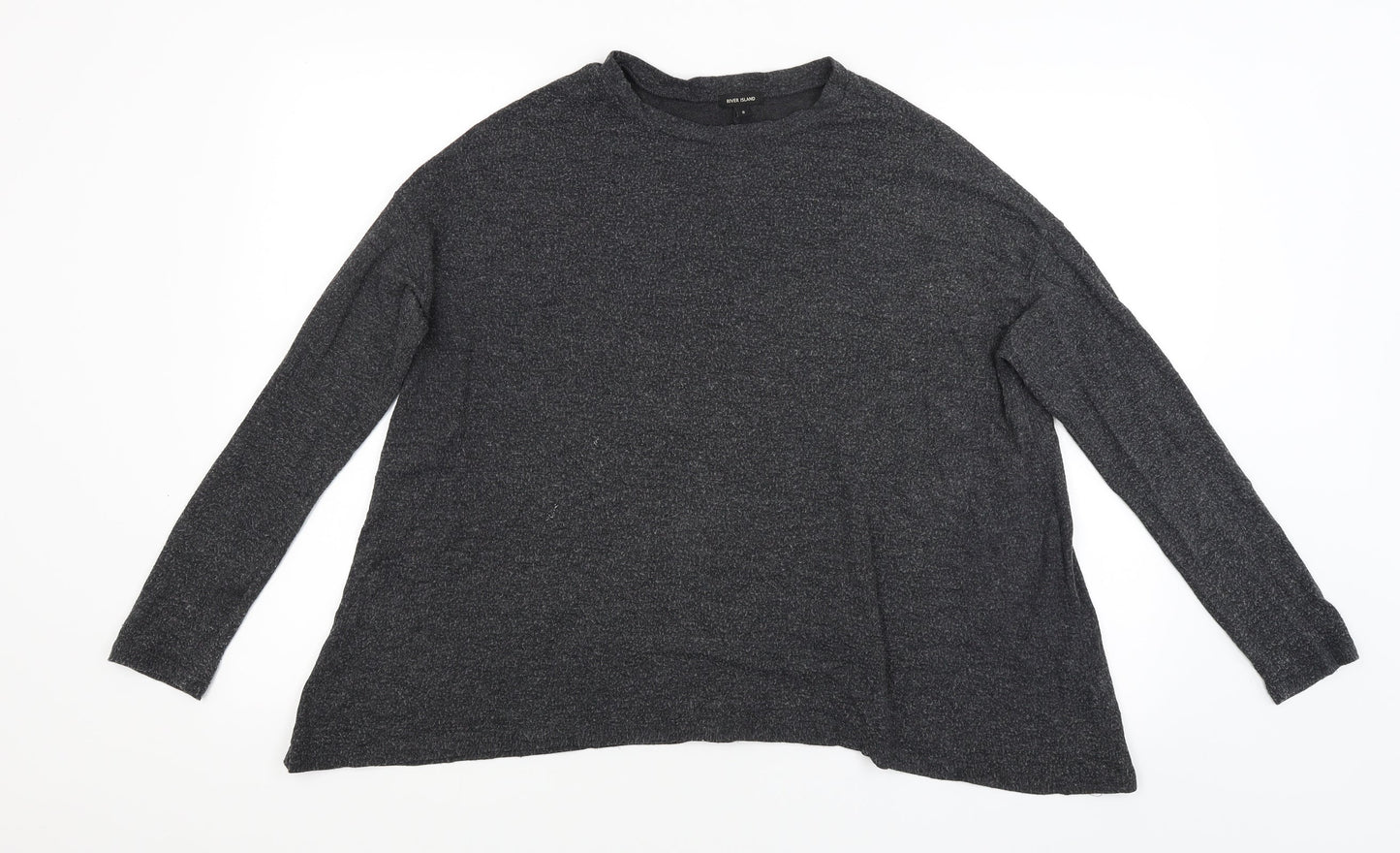 Womens UK Size 8 River Island Grey Basic T-Shirt