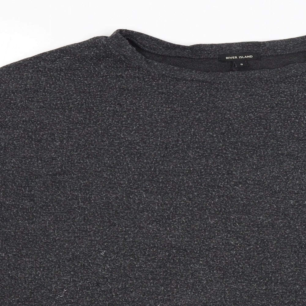Womens UK Size 8 River Island Grey Basic T-Shirt
