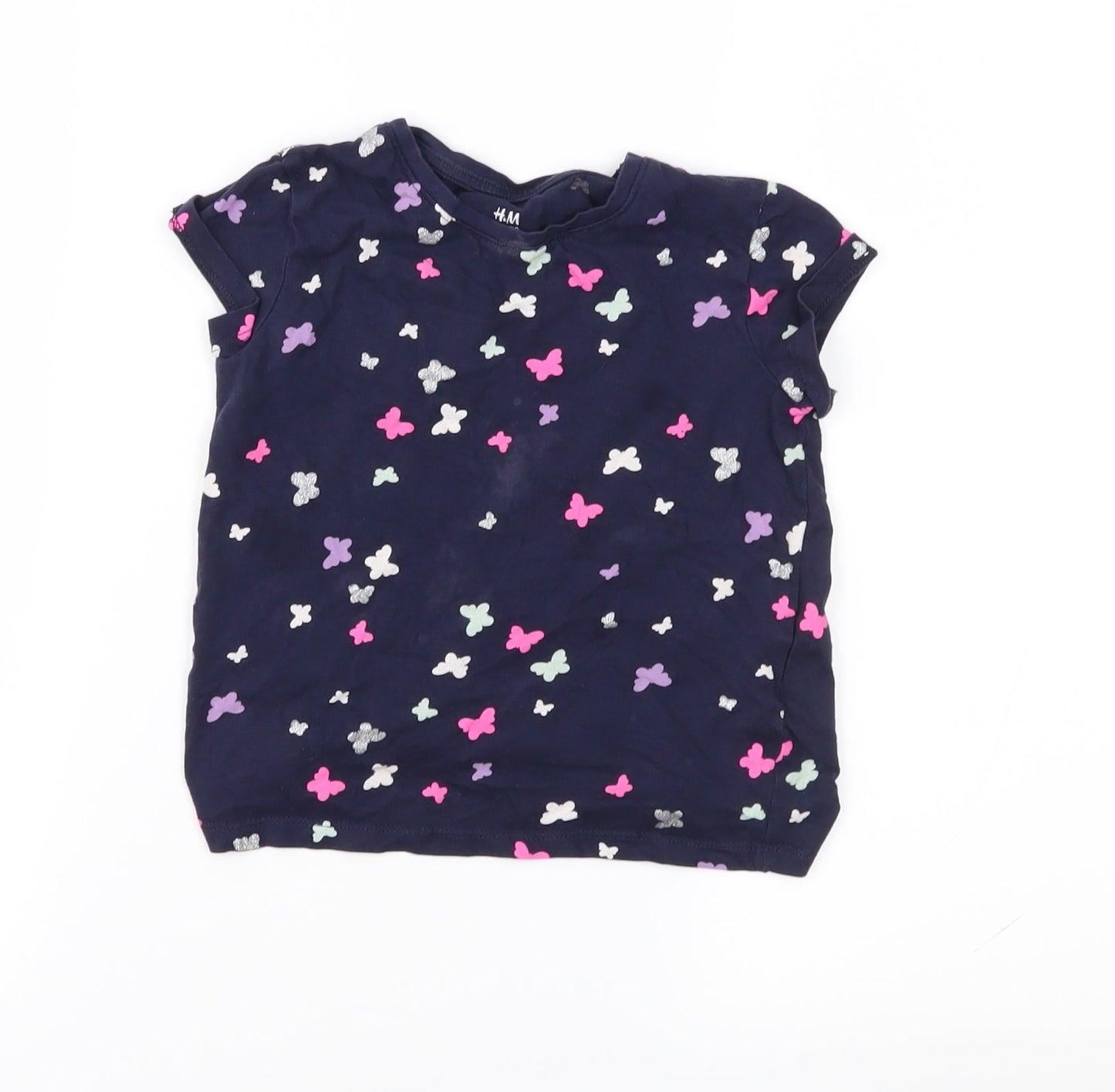 H&M Girls Blue Geometric  Basic T-Shirt Size 5-6 Years