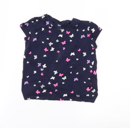 H&M Girls Blue Geometric  Basic T-Shirt Size 5-6 Years