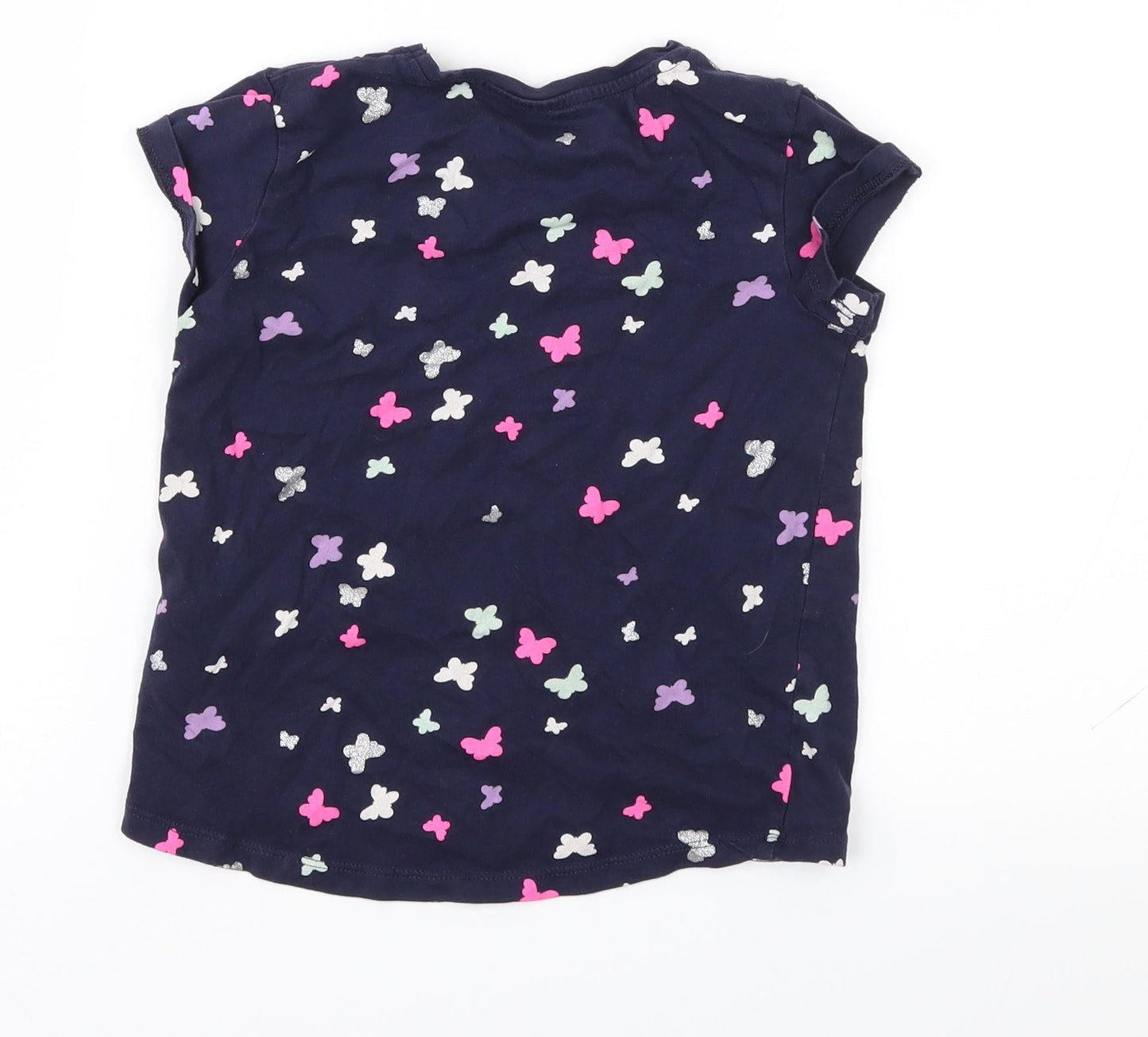 H&M Girls Blue Geometric  Basic T-Shirt Size 5-6 Years