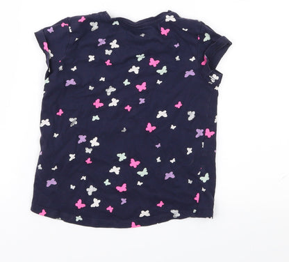 H&M Girls Blue Geometric  Basic T-Shirt Size 5-6 Years