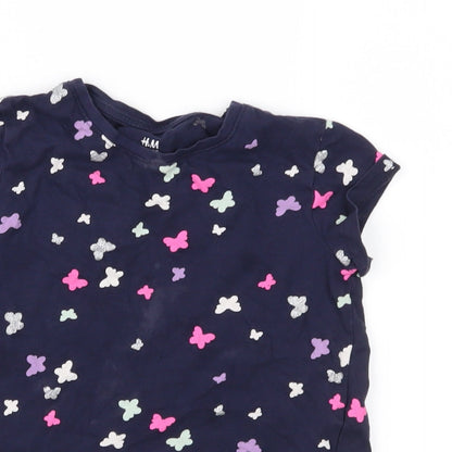 H&M Girls Blue Geometric  Basic T-Shirt Size 5-6 Years