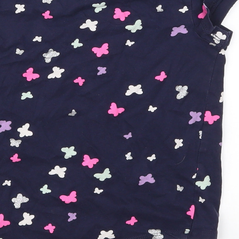 H&M Girls Blue Geometric  Basic T-Shirt Size 5-6 Years