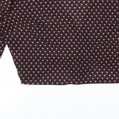 Made in Italy Womens Black Geometric  Cropped Blouse Size 10
