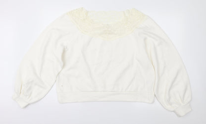 H&M Womens Ivory   Pullover Sweatshirt Size XL