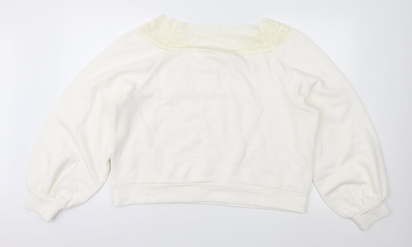H&M Womens Ivory   Pullover Sweatshirt Size XL
