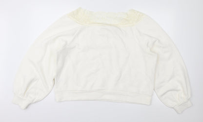 H&M Womens Ivory   Pullover Sweatshirt Size XL
