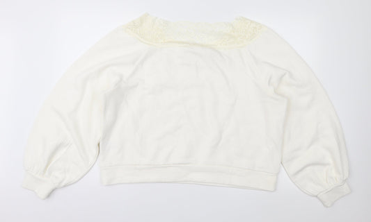 H&M Womens Ivory   Pullover Sweatshirt Size XL