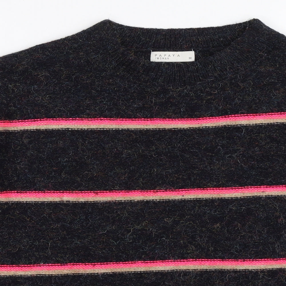Close-up detail of Papaya women’s black jumper, size M