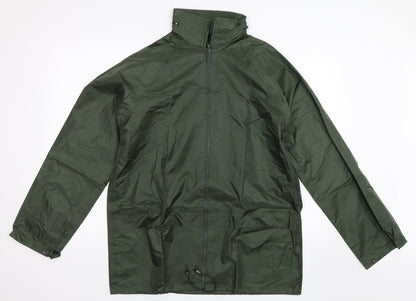 Mens UK Size M Preworn Green Rain Coat