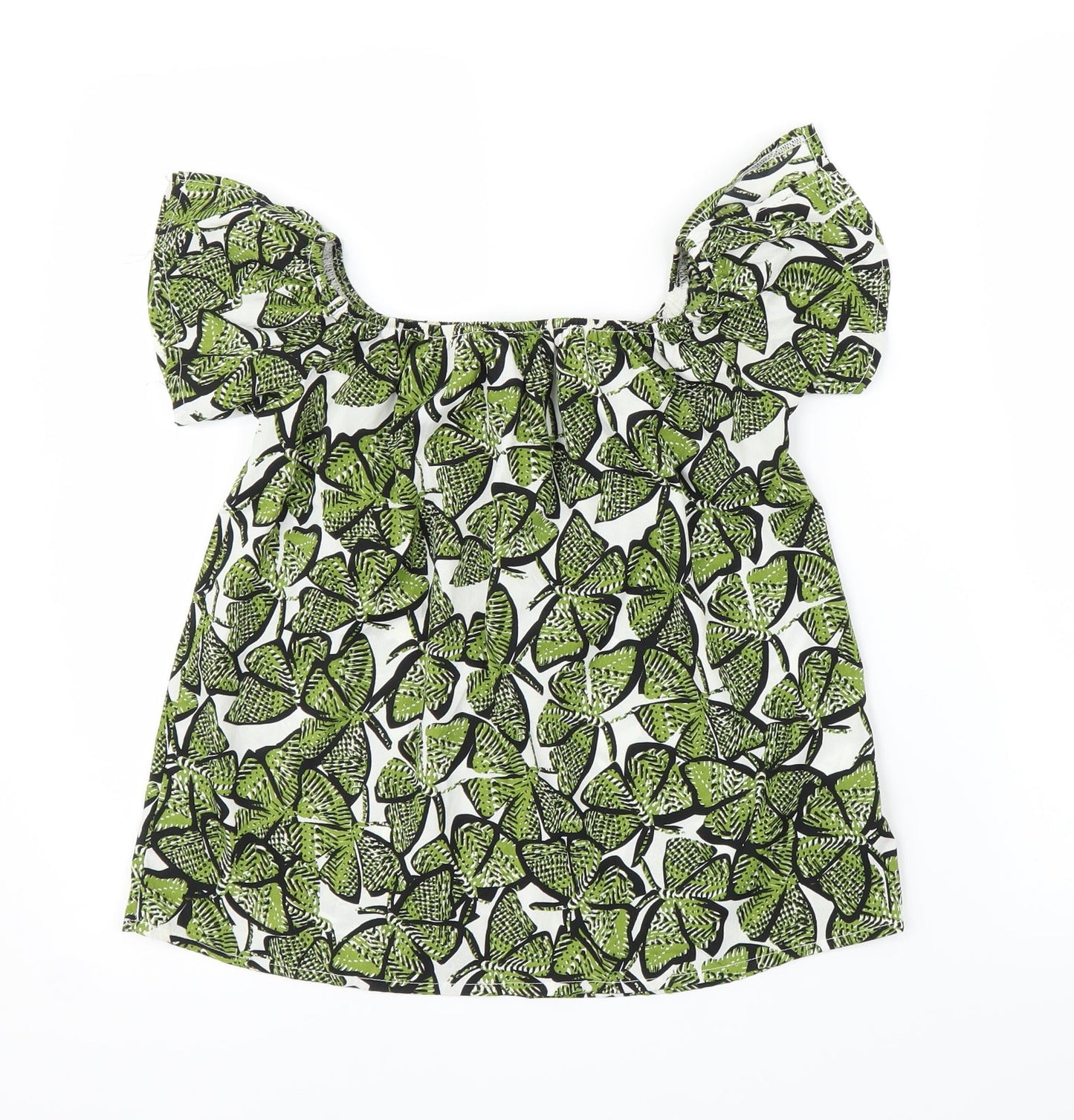 Primark Womens Green Animal Print  Basic Blouse Size 4  - Butterflies