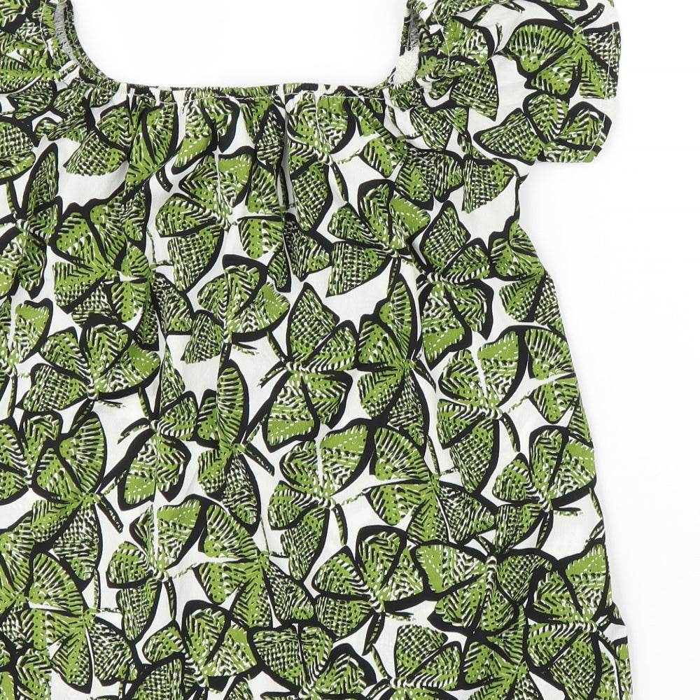 Primark Womens Green Animal Print  Basic Blouse Size 4  - Butterflies