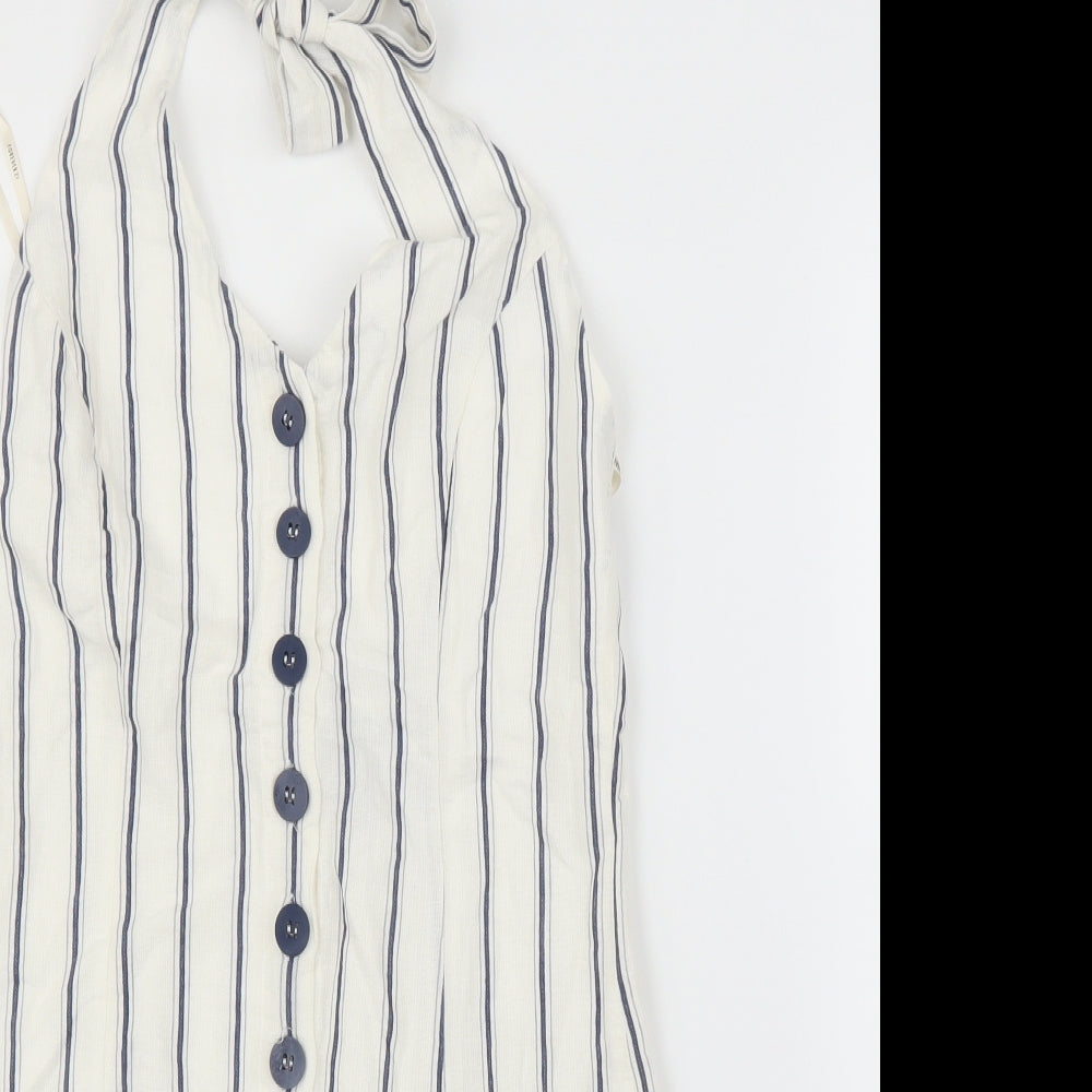 FOREVER 21 Womens White Striped  A-Line  Size S