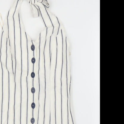 FOREVER 21 Womens White Striped  A-Line  Size S