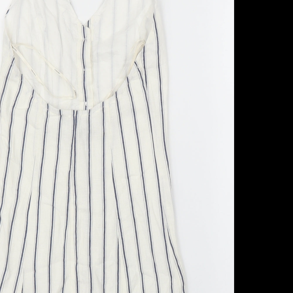 FOREVER 21 Womens White Striped  A-Line  Size S