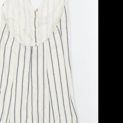 FOREVER 21 Womens White Striped  A-Line  Size S