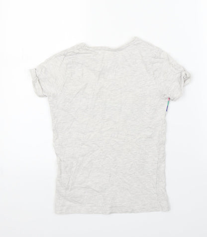 Primark Girls Grey   Basic T-Shirt Size 9-10 Years  - Rainbow